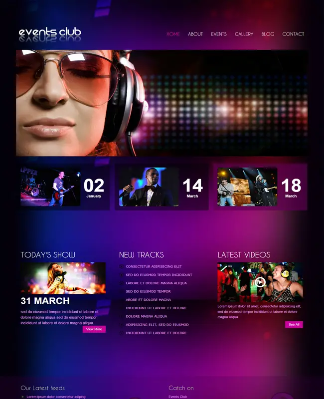 Events Club - Free Entertainment Responsive Website Template