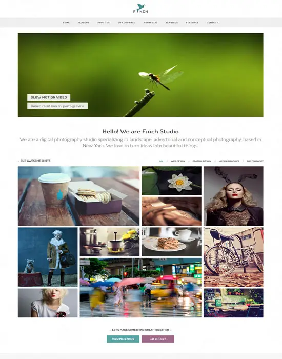 Finch – Photography & Magazine HTML5 Template