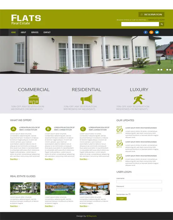 Flats Free Real Estate Mobile Website Template