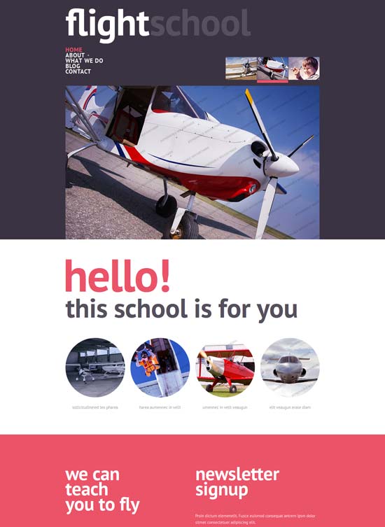 Flight School Responsive Website Template
