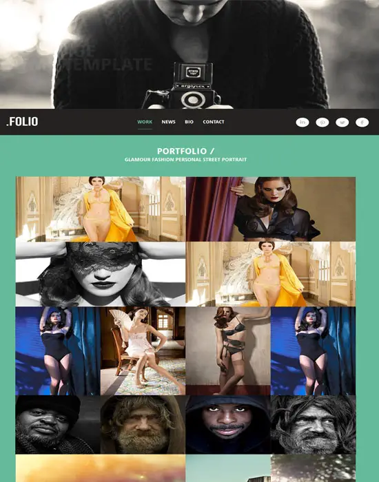 Folio a Photographer portfolio Flat Free Responsive web template