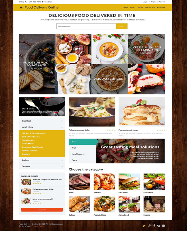 Food Delivery - Responsive Food Services Html5/Css3 Website Template