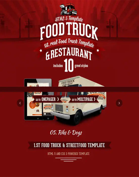 Food Truck & Restaurant 10 Styles - HTML5 Template