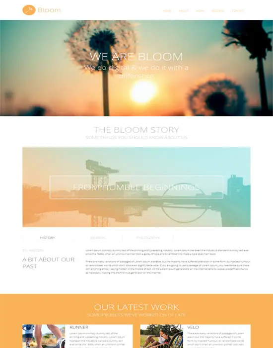 Free Bloom portfolio Single page Responsive website template