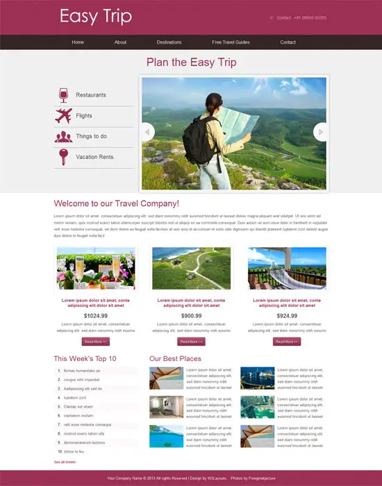 Free-Easy Trip web and mobile website template