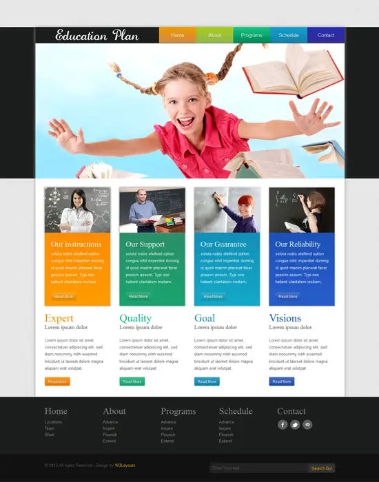 Free-Education Plan web website template for schools and education centre