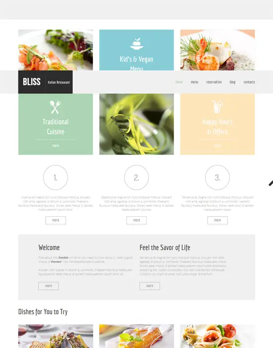 Free HTML5 Template for Restaurant Website