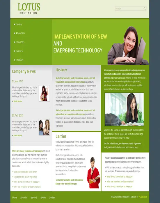 Free Lotus Education web template mobile website template for education centers 