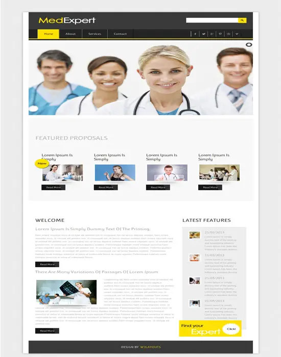 Free MedExpert Hospital Mobile Website Template