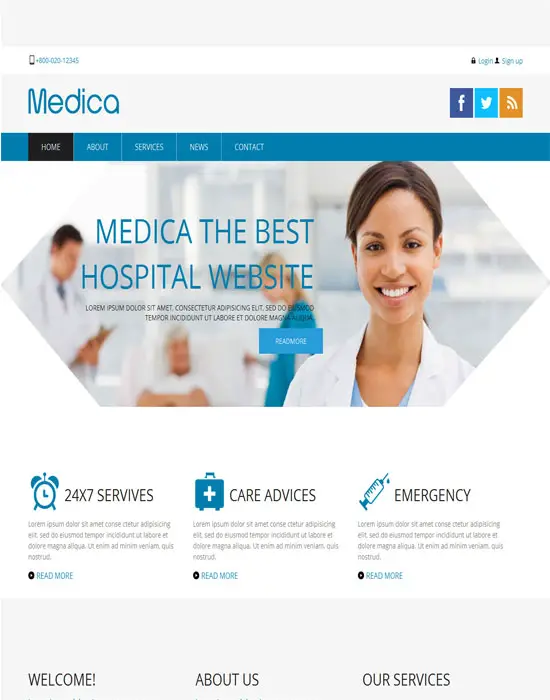 Free Medica Hospital Mobile Website Template