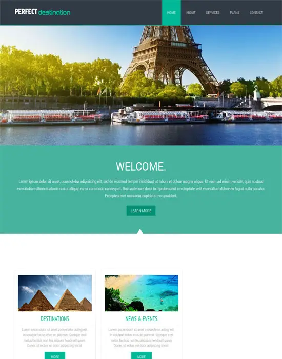 Free-Perfect Destination a travel guide Mobile Website Template