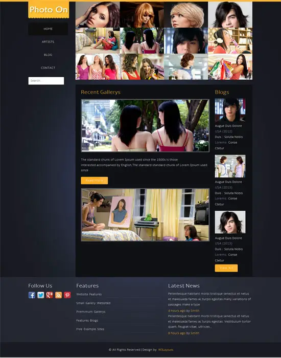 Free Photo On Gallery Mobile Website Template