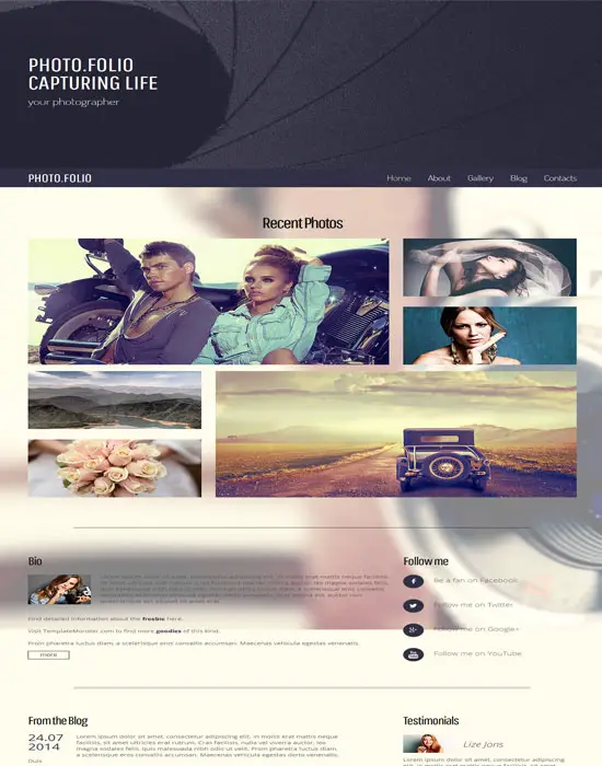 Free Responsive HTML5 Theme for Photo Website