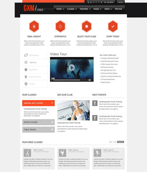 GXM-Responsive Gym Fitness Club HTML Template 