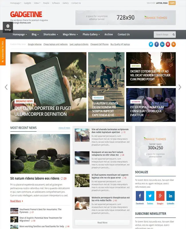 Gadgetine - Responsive News,Technology and Magazine Website Template