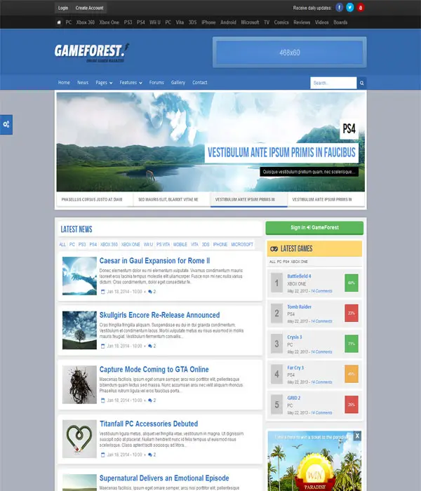 GameForest - Online Magazine HTML Website Template