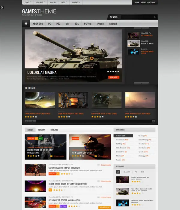 Games Theme Premium HTML5/CSS3 Web Template