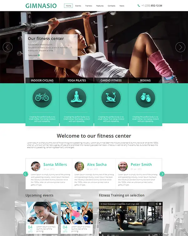 Gimnasio Responsive Fitness HTML Template 
