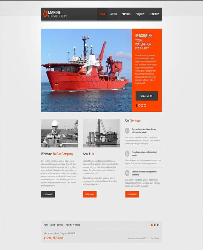 Marine Construction Company Wix Website Template