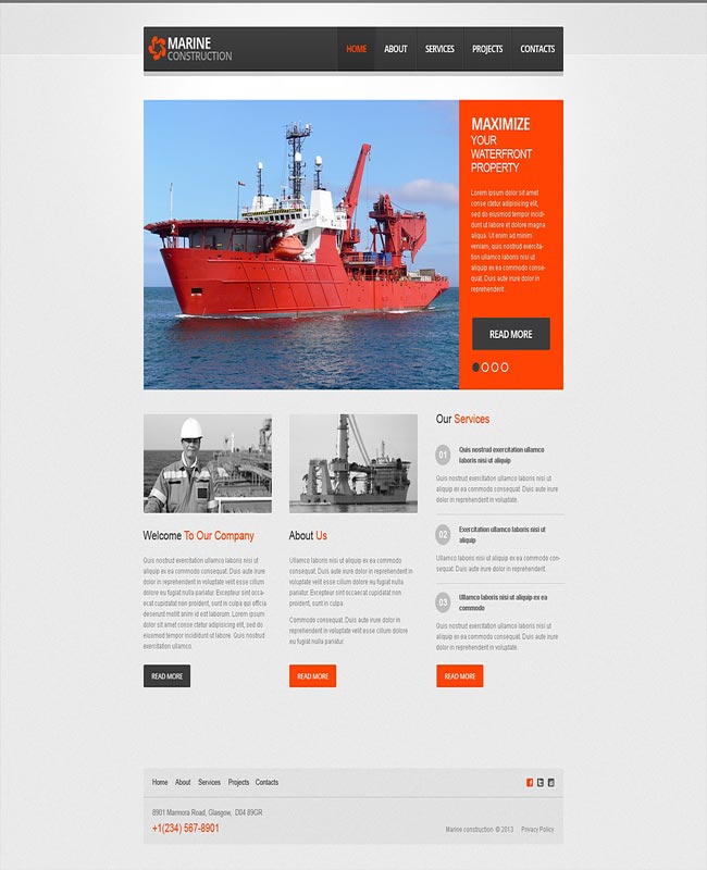 Marine Construction Company Wix Website Template