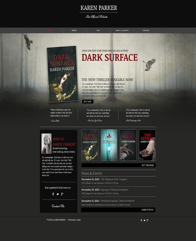 Writer's Personal Page Wix Template