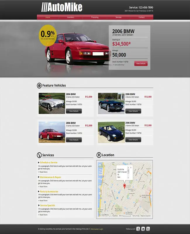 Cars for Rent Wix Website Template