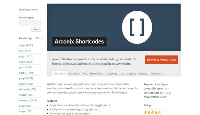 Arconix – Free Tiny WordPress Shortcode Plugin