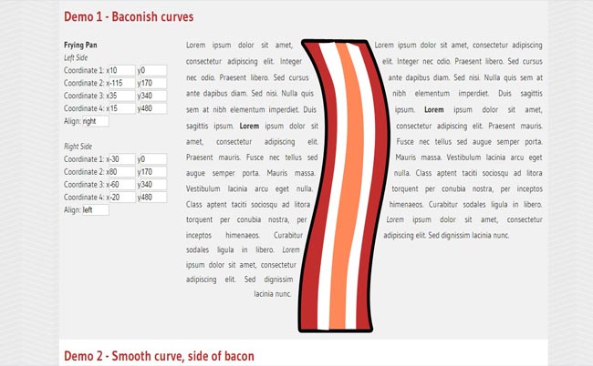 Bacon - jQuery Align Text Curve or Line Effect Plugin