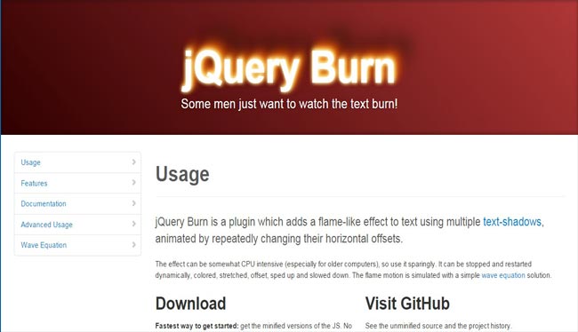 Burn - jQuery Free Plugin For Text flame effect