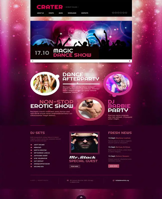 Crater - Night Club Responsive Website Template