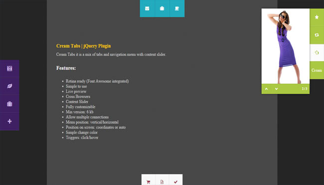 Cream Tabs - mix of tabs and navigation menu with content slider