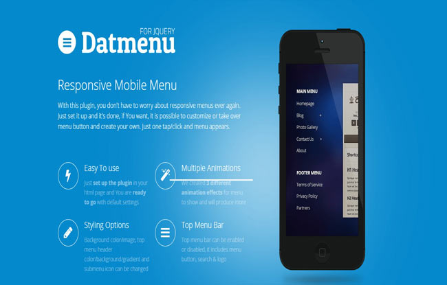 Datmenu - jQuery Responsive Menu with Multiple animation