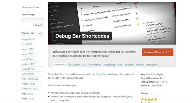 Debug Bar - WordPress add a new Panel Shortcode Plugin