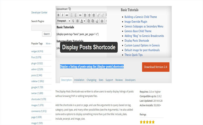 Display Posts - Display a listing of posts using the shortcode