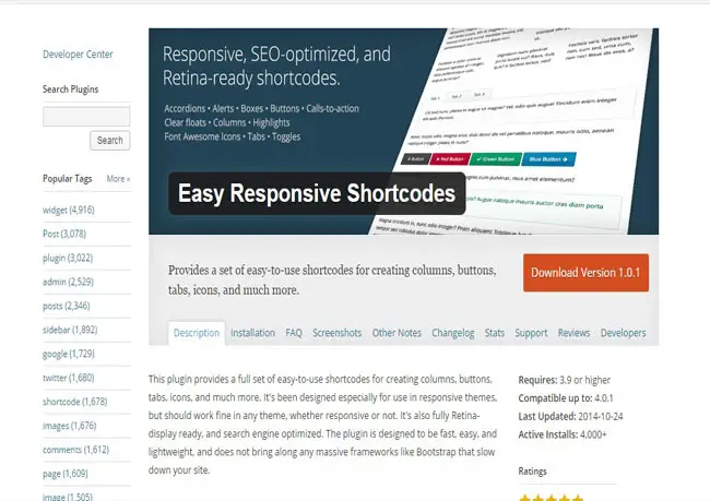 Easy Responsive Shortcodes WordPress Plugin