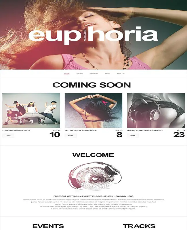 Euphoria - Responsive Night Club Website Template
