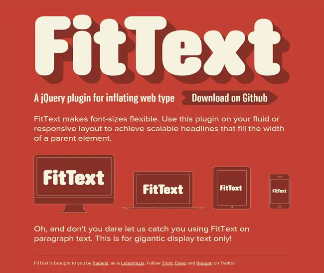 FitText.js - Free jQuery plugin for inflating web type
