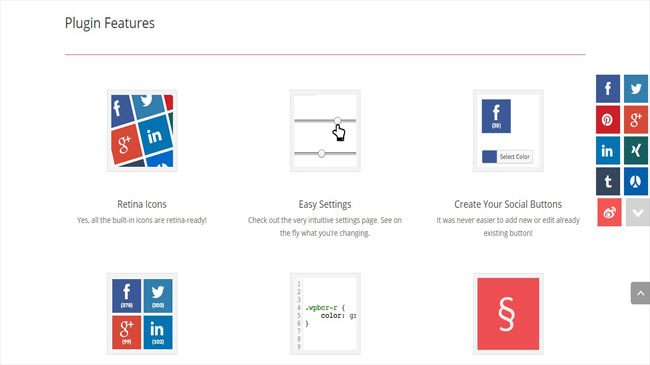 Fixed WordPress Social Share Buttons with Retina Icon