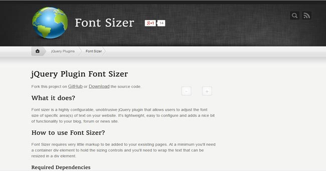 Font Sizer - Free jQuery Plugin For Text Sizer 