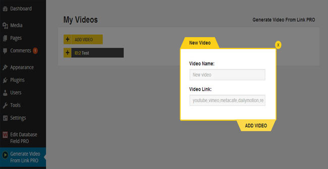 Generate Video From Links PRO powerful wordPress Plugin