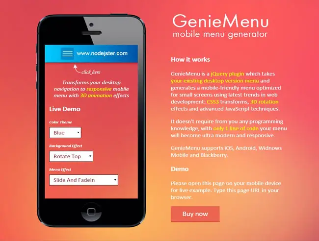 GenieMenu - Responsive Menu Generator with 3D Effect 