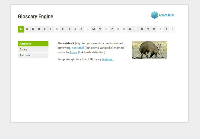 Glossary Engine - Highly Flexible JS Navigation