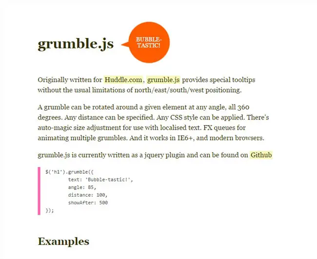 Grumble.js - jQuery plugin to add 360 rotatable bubble style tooltips