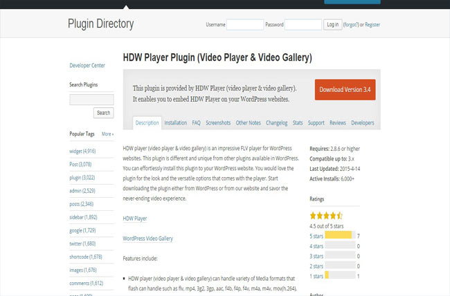 HDW WordPress Video Player plugin