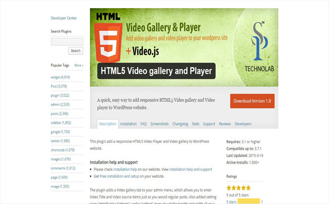 HTML5 Moder Video gallery and Video player
