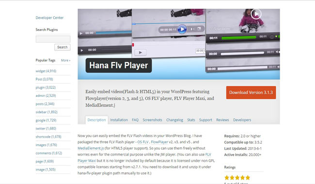 Hana Flv Plyer - video gallery plugin wordpress