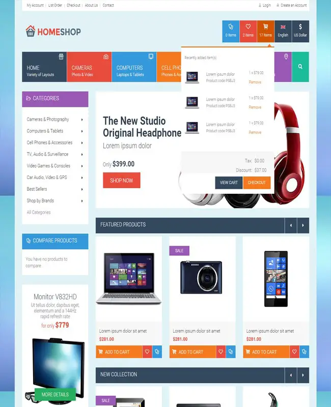 Home Shop - Retail HTML5 & CSS3 Electronics Website Template