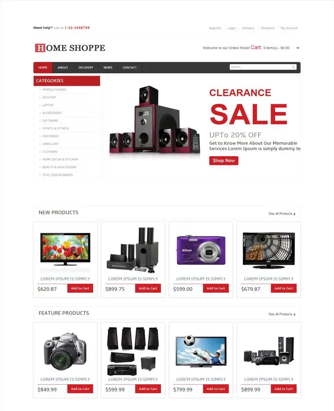 Home Shoppe - Online Electronics Shopping website Template