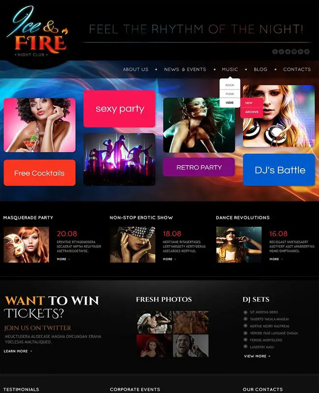 Ice Fire - Elegant Night Club Responsive Website Template