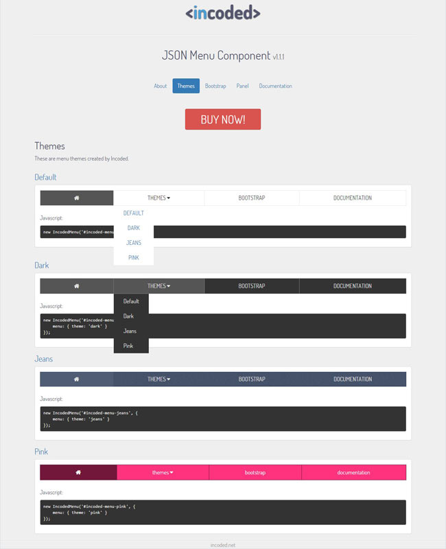 Incoded - JSON Multiple Menu Component